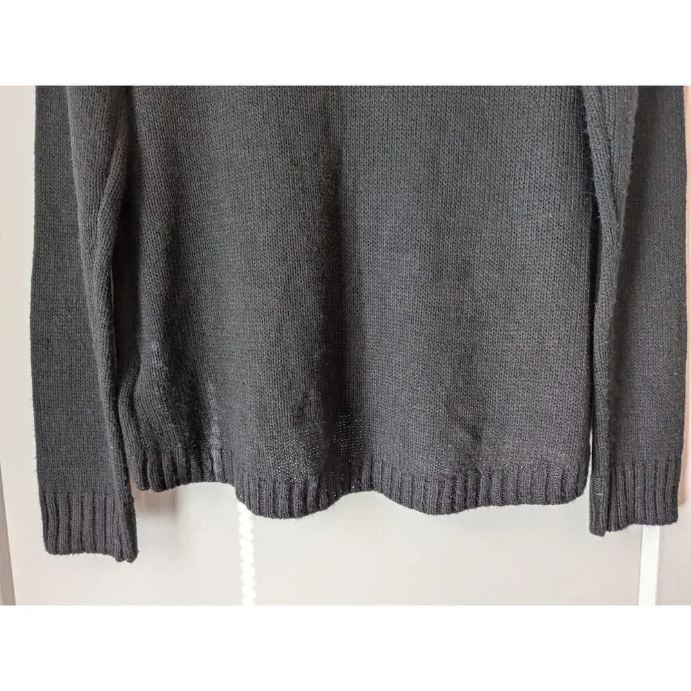L.E.I. Vtg. Y2K Large Jr. High Low Sweater Black Hot Pink LOVE Preppy Spellout